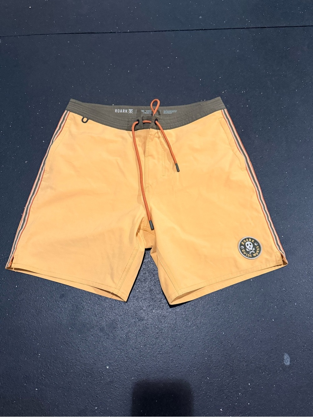 Roark Orange Board Shorts with Olive Waistband